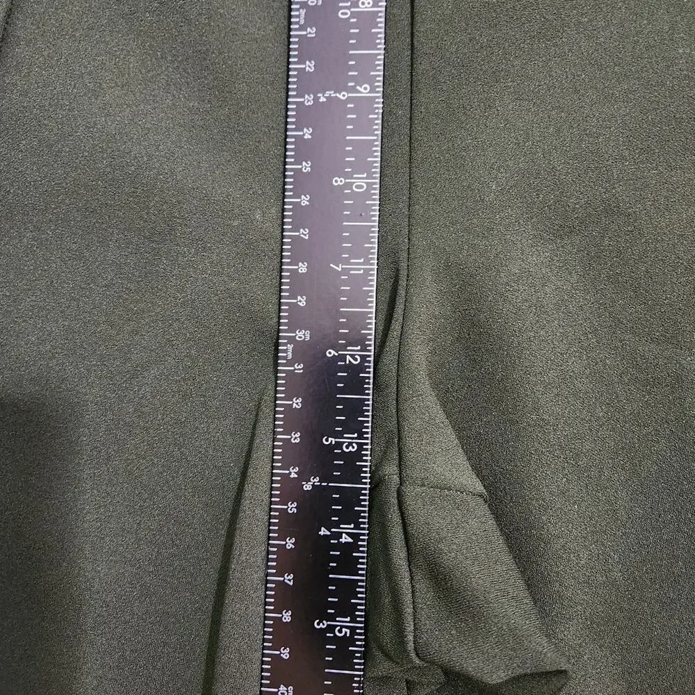 LOFT Women XL Green Pintucked High Rise Straight Leg Elastic Waist Pull On Pants - Picture 9 of 10
